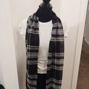 Merona Black and Gray Checkered Scarf